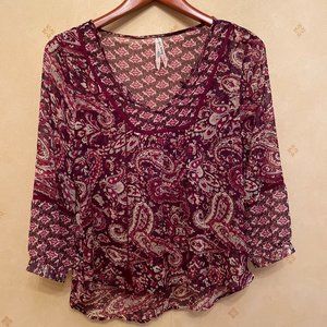 Printed Magenta blouse, size S